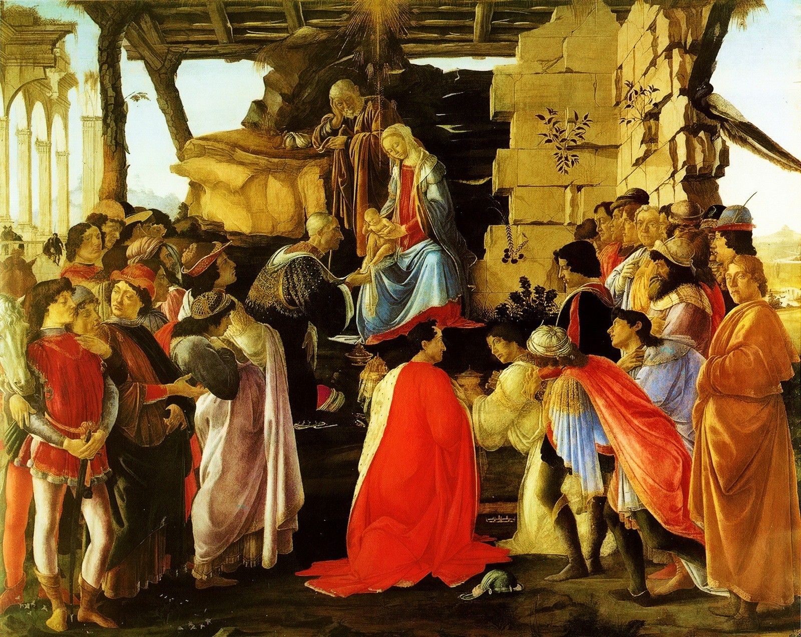 «Поклонение волхвов» — картина Сандро Боттичелли, написанная около 1475 года. Хранится в галерее Уффици. Известно, что Боттичелли было заказано не менее семи версий «Поклонения волхвов». В образе волхвов Боттичелли вывел трёх членов семейства Медичи: Козимо Старого, преклонившего колени перед Девой Марией, изображение которого Вазари охарактеризовал, как «лучшее из всех сохранившихся, полное жизненной силы», и его сыновей — Пьеро ди Козимо и Джованни ди Козимо рядом с ним. Все трое ко времени написания картины были уже мертвы, а Флоренцией успешно управлял внук Козимо — Лоренцо Медичи, также изображённый на картине вместе со своим братом Джулиано. Картина написана по заказу состоятельного флорентийца Гаспаре ди Дзанобе дель Ламы, члена гильдии искусств и ремёсел города Флоренции и придворного Медичи, для его погребальной часовни в базилике Санта-Мария-Новелла. Автопортрет самого Боттичелли выполнен в образе белокурого юноши в жёлтой мантии у правого края картины…
